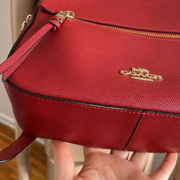 COACH Jordyn Backpack With Signature Canvas Detail Red Brown - Picture 14 of 17